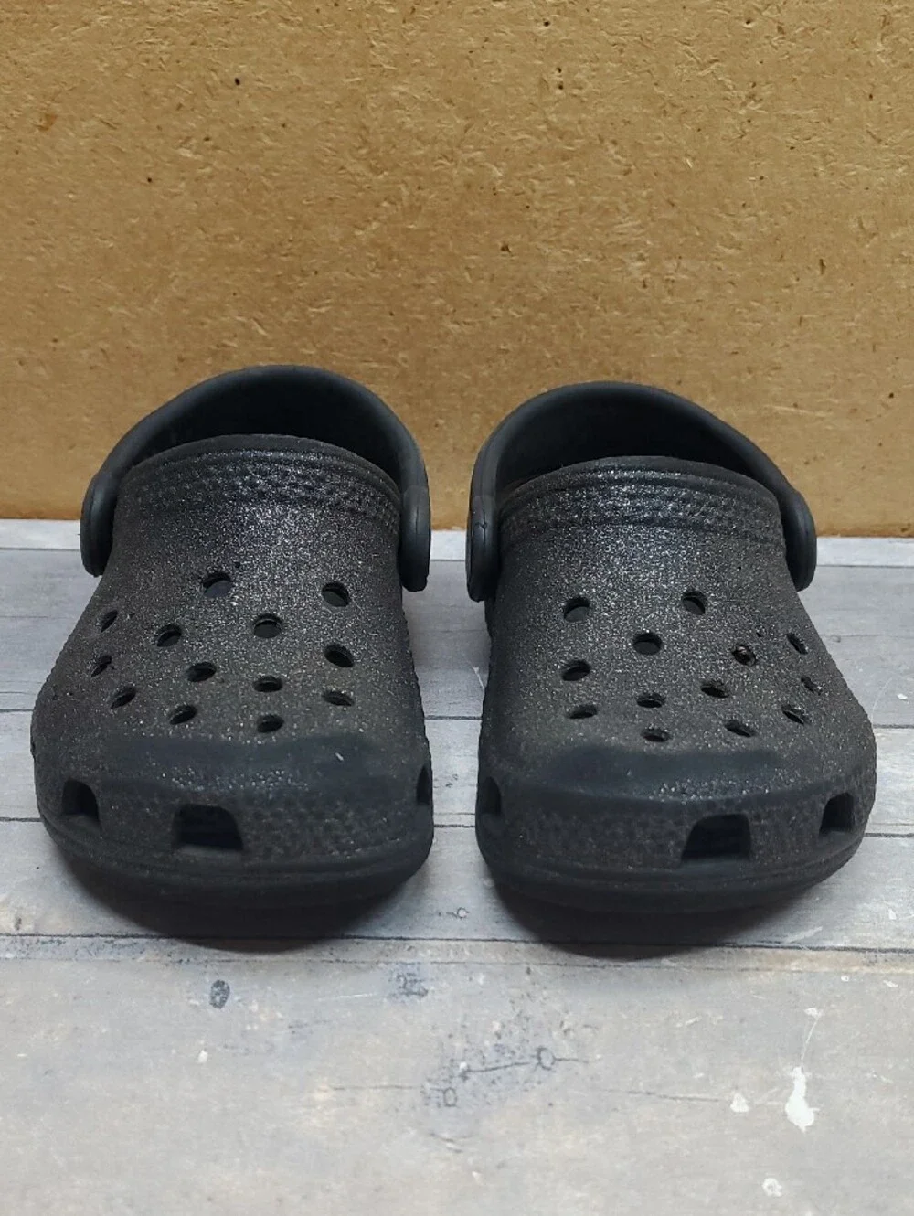 Crocs Kids Black Glitter Clogs Size C 6